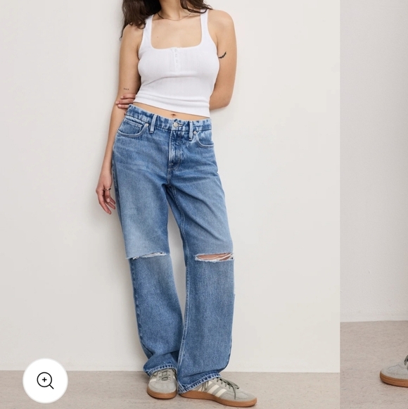 NWT Good American Plus Size Good Petite 90s Mid Rise Baggy Straight Jeans 18 - Picture 16 of 16